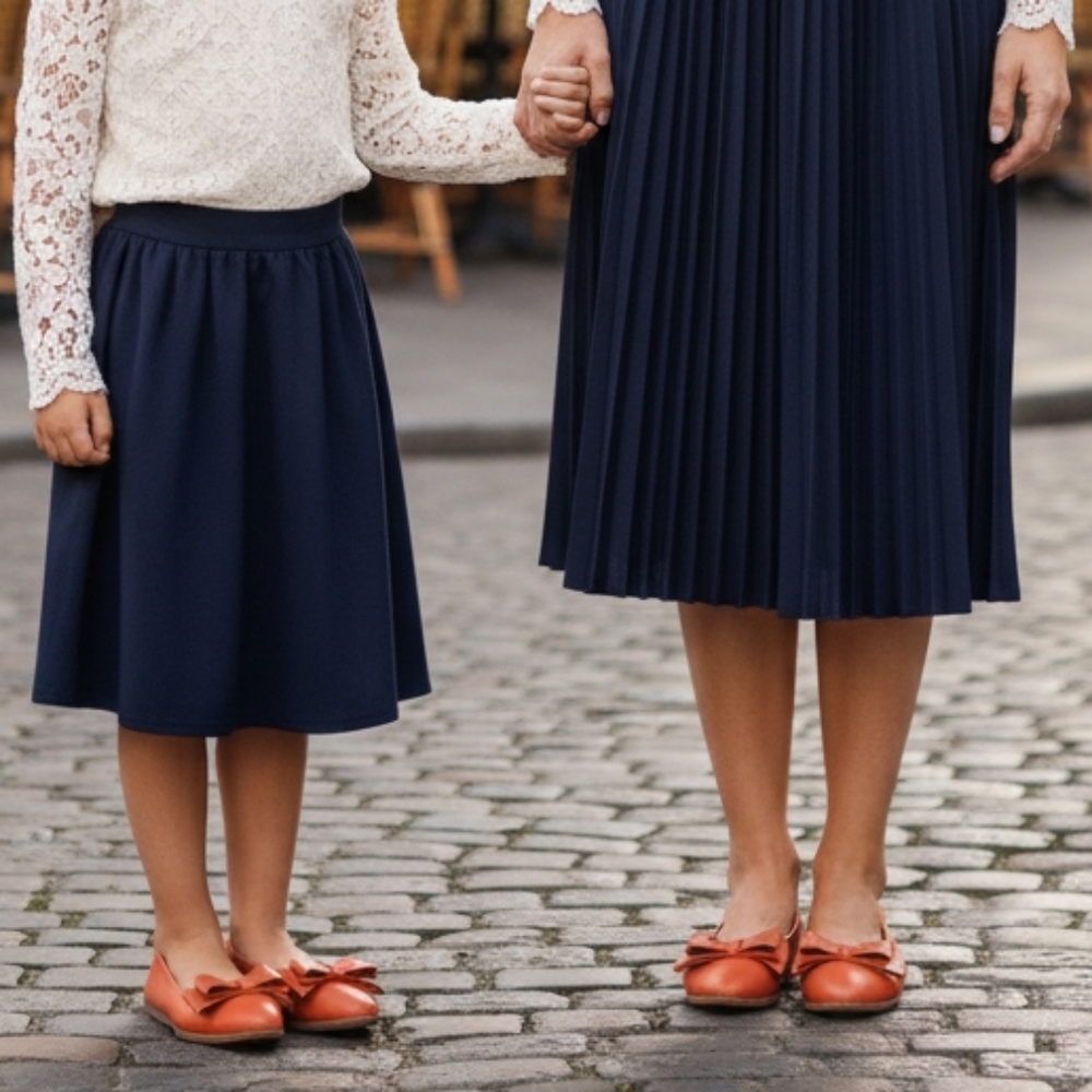 Two Pretty Leather Orange Ballet Flats Semi Pointed Toe